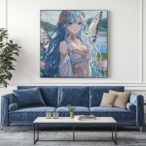 5D Diamond Painting Schmetterling Fee Diamant Painting Bilder, DIY Rundbohrer Diamond Art Diamond Painting, Basteln Erwachsene Diamant Kunst Malerei Stickerei Set, Home Wand Decor 95x95 cm -yz403 von Washifa