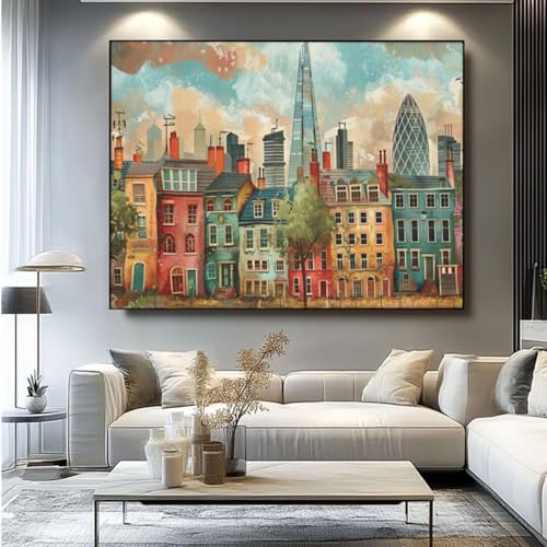 5D Diamond Painting Stadt Landschaft Diamant Painting Bilder, DIY Rundbohrer Diamond Art Diamond Painting, Basteln Erwachsene Diamant Kunst Malerei Stickerei Set, Home Wand Decor 100x85 cm -yz17 von Washifa