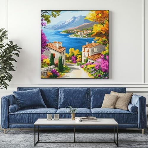 5D Diamond Painting Straße Landschaft Diamant Painting Bilder, DIY Rundbohrer Diamond Art Diamond Painting, Basteln Erwachsene Diamant Kunst Malerei Stickerei Set, Home Wand Decor 95x95 cm -yz413 von Washifa