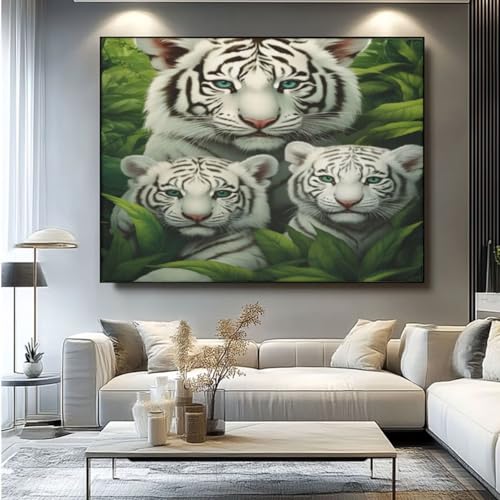 5D Diamond Painting Tiger Wald Diamant Painting Bilder, DIY Rundbohrer Diamond Art Diamond Painting Zubehör, Basteln Erwachsene Diamant Kunst Malerei Stickerei Set, Home Wand Decor 100x85 cm -yz67 von Washifa