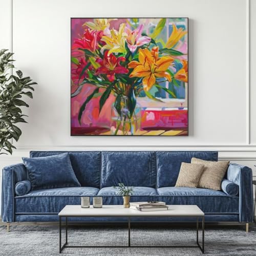 5D Diamond Painting Tulpe Vase Diamant Painting Bilder, DIY Rundbohrer Diamond Art Diamond Painting Zubehör, Basteln Erwachsene Diamant Kunst Malerei Stickerei Set, Home Wand Decor 65x65 cm -yz146 von Washifa