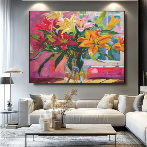 5D Diamond Painting Tulpe Vase Diamant Painting Bilder, DIY Rundbohrer Diamond Art Diamond Painting Zubehör, Basteln Erwachsene Diamant Kunst Malerei Stickerei Set, Home Wand Decor 90x75 cm -yz146 von Washifa