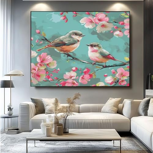 5D Diamond Painting Vogel Blume Diamant Painting Bilder, DIY Rundbohrer Diamond Art Diamond Painting Zubehör, Basteln Erwachsene Diamant Kunst Malerei Stickerei Set, Home Wand Decor 90x75 cm -yz106 von Washifa