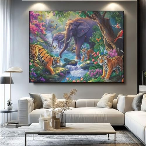 5D Diamond Painting Wal Tiere Diamant Painting Bilder, DIY Rundbohrer Diamond Art Diamond Painting Zubehör, Basteln Erwachsene Diamant Kunst Malerei Stickerei Set, Home Wand Decor 90x75 cm -yz219 von Washifa