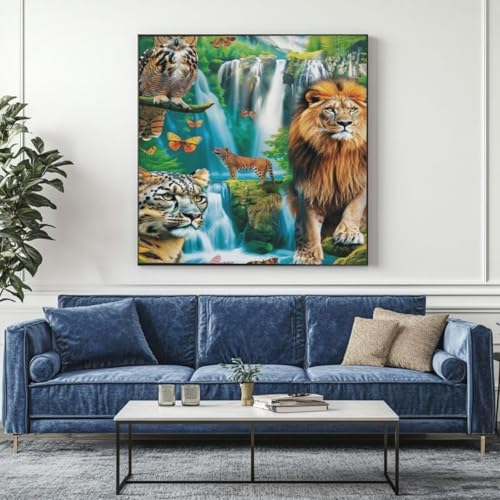 5D Diamond Painting Wasserfall Tiere Diamant Painting Bilder, DIY Rundbohrer Diamond Art Diamond Painting, Basteln Erwachsene Diamant Kunst Malerei Stickerei Set, Home Wand Decor 35x35 cm -yz144 von Washifa