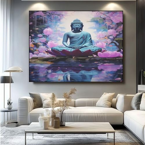 5D Diamond Painting Zen Buddha Diamant Painting Bilder, DIY Rundbohrer Diamond Art Diamond Painting Zubehör, Basteln Erwachsene Diamant Kunst Malerei Stickerei Set, Home Wand Decor 90x75 cm -yz64 von Washifa