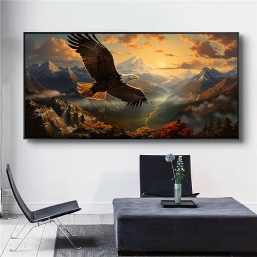 Adler Diamond Painting Groß XXL 110x45 cm DIY Diamant Painting Bilder Erwachsene, Full drill 5D Diamond Art Kinder, Mosaic Bastelset Kunst Malen Nach Zahlen Malerei Stickerei Set Home Wand Dekor S213 von Washifa