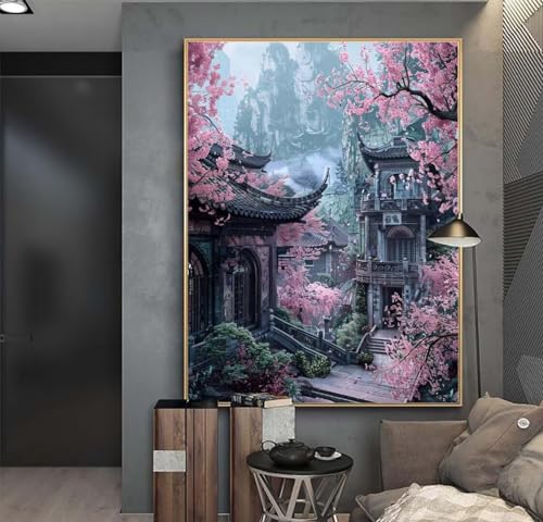 Diamond Painting Chinesische Landschaft Diamant Painting Bilder DIY Diamond Art Kinder Full Diamond Painting Zubehör Basteln Erwachsene 5D Diamant Kunst Malerei Stickerei Set Wand Decor 40x30 cm f331 von Washifa