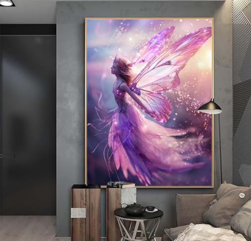 Diamond Painting Schmetterling Fee Diamant Painting Bilder DIY Diamond Art Kinder Full Diamond Painting Zubehör Basteln Erwachsene 5D Diamant Kunst Malerei Stickerei Set Home Wand Decor 45x60 cm y245 von Washifa