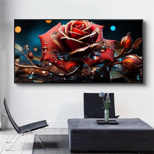 Rose Diamond Painting Groß XXL 80x40 cm DIY Diamant Painting Bilder Erwachsene, Full drill 5D Diamond Art Kinder, Malen Nach Zahlen Malerei Stickerei Bastelset Kunst Set Home Wand Dekor Geschenk S529 von Washifa