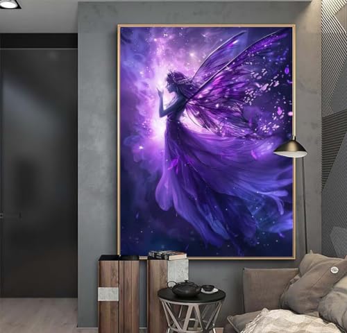 Schmetterling Fee Diamond Painting Erwachsene 45x60 cm DIY Diamant Painting Bilder Kinder,Full Drill Diamond Art Painting,5D Mosaic Kunst Malen Nach Zahlen Malerei Stickerei Set,Home Wand Dekor y304 von Washifa