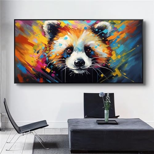 Waschbär Diamond Painting Groß XXL 80x35 cm DIY Diamant Painting Bilder Erwachsene, Full drill Diamond Art Kinder, Mosaic Bastelset Kunst Malen Nach Zahlen Malerei Stickerei Set Home Wand Dekor R510 von Washifa