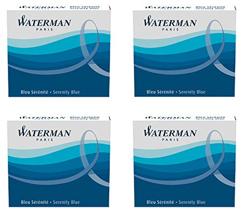 Waterman 4 Packungen mit 6 Patronen International, kurz, für Füllfederhalter, blaue Tinte (Florida Blue) von Waterman