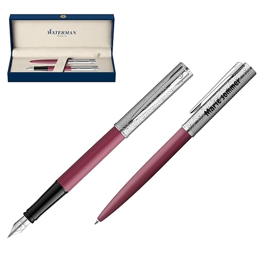 Waterman Allure Deluxe Kugelschreiber und Füllfederhalter mit Gravur | Geschenk für Mann und Frau | inspiriert von Pariser Mode | personalisiert (Pink, Kugelschreiber und Füllfederhalter) von Waterman