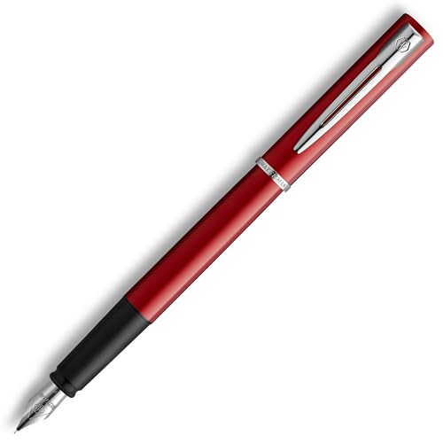 Waterman Allure Füller | Lackierung in Rot | Füllfederhalter mit feiner Feder | Blaue Tinte | Geschenkbox von Waterman