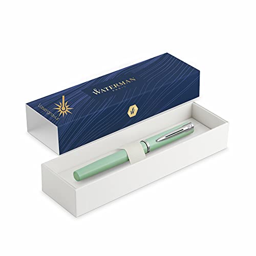 Waterman Allure Füller mit Gravur | in Pastell-Grün| Geschenk für Mann und Frau | inspiriert von Pariser Mode | personalisiert | graviert|Blaue Tinte|Feine Spitze (Mint Green, Füllfederhalter) von Waterman