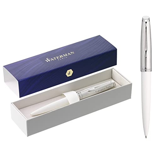 Waterman Embleme 2.0 Kugelschreiber mit Gravur | Geschenk für Mann und Frau | inspiriert von Pariser Mode | personalisiert | graviert | Blaue Tinte | Mittlere Spitze (Ivory C.C., Kugelschreiber) von Waterman