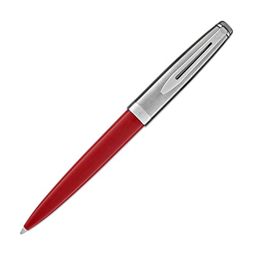 Waterman Emblème Kugelschreiber, rot mit Chromzierteilen, mittlere Schreibspitze, blaue Tinte, Geschenkbox, 1 Count (Pack of 1) von Waterman