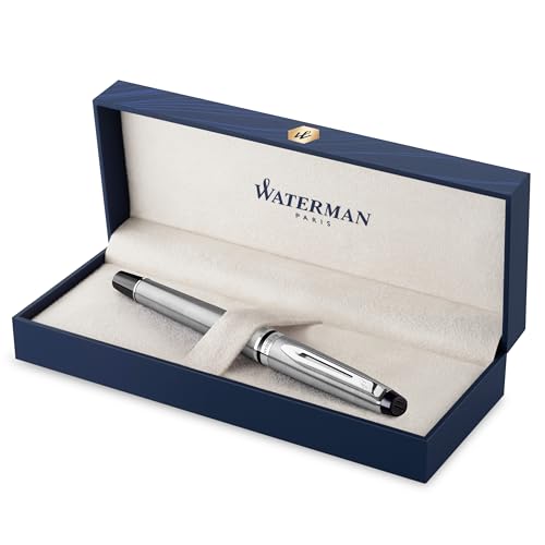 Waterman Expert Füller | Edelstahl mit Chromzierteile | Füllfederhalter mit mittlerer Feder | Geschenkbox von Waterman