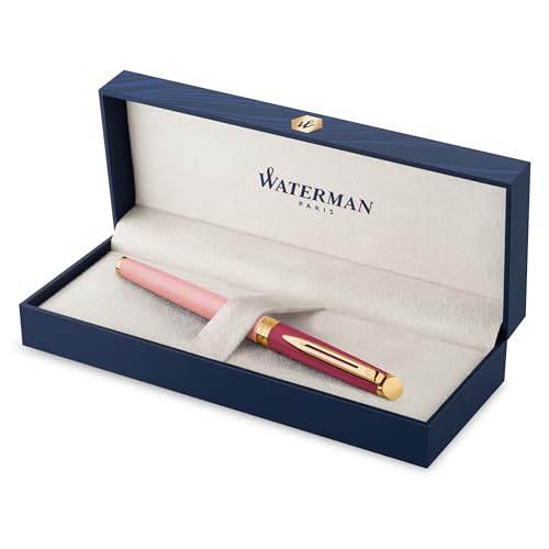 Waterman Hémisphère Füller | Metall und rosa Lackierung mit goldbeschichteten Zierteilen | Füllfederhalter mit mittlerer goldbeschichteter Feder | Geschenkbox von Waterman