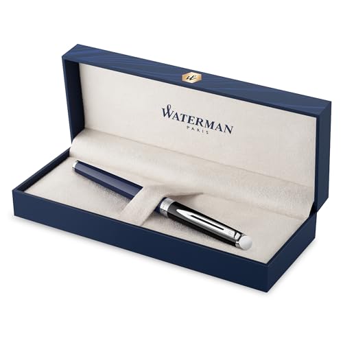 Waterman Hémisphère Füller | Schwarze und blaue Lackierung mit palladiumbeschichteten Zierteilen | Füllfederhalter mit feiner Edelstahl Feder | Geschenkbox von Waterman