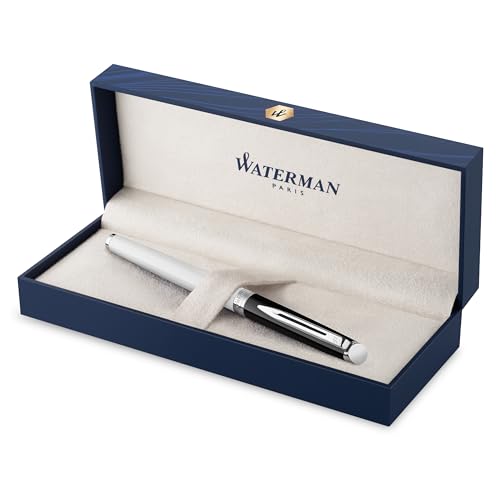 Waterman Hémisphère Füller | Schwarze und weiße Lackierung mit palladiumbeschichteten Zierteilen | Füllfederhalter mit mittlerer Edelstahl Feder | Geschenkbox Waterman Hémisphère Füller | Schwarze und weiße Lackierung mit palladiumbeschichteten Zierteilen | Füllfederhalter mit mittlerer Edelstahl Feder | Geschenkbox von Waterman