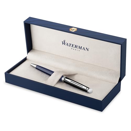 Waterman Hémisphère Kugelschreiber | Schwarze und blaue Lackierung mit palladiumbeschichteten Zierteilen | Mittlere Spitze | Geschenkbox von Waterman