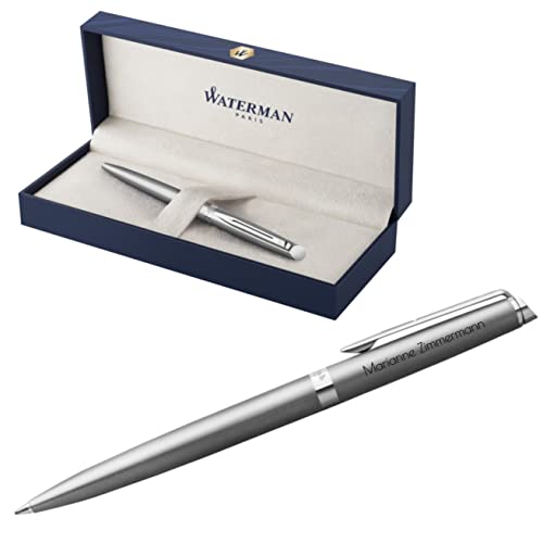 Waterman Hémisphère Kugelschreiber mit Gravur | Geschenk für Mann und Frau | inspiriert von Pariser Mode | personalisiert | graviert | Blaue Tinte (MATT-EDELSTAHL C.C.) von Waterman