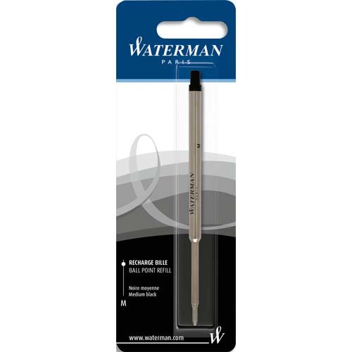 Waterman S0791030 mittel schwarz 1pièce (S) Nachfüllpack für Stifte – Refill für Stifte (schwarz, mittel, schwarz, Edelstahl, Kugelschreiber, 1 Stück (S)) von Waterman