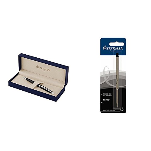 Waterman S0920870 Hémisphère Essential-Kollektion Kugelschreiber (Chromverzierung) mattschwarz + Waterman S0944480 Kugelschreibermine (M) Tinte in schwarz von Waterman