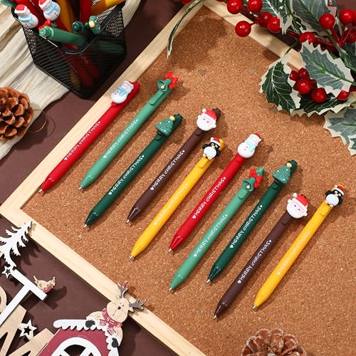 Watersay 50 Stück Weihnachts-Kugelschreiber, lustig, niedlicher Stift für Weihnachten, Gel-Tintenstifte, Weihnachtsgeschenke, Geschenktütenfüller, Weihnachtsbaum, Schneemann, Weihnachtsmann, Form von Watersay