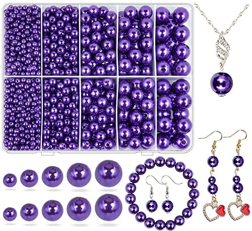 Dunkelviolette Perlen für Schmuckherstellung, 1750 Stück violette PerlenBastelperlen mit Loch, 4 mm, 6 mm, 8 mm, 10 mm, 12 mm, lose Abstandsperlen für Halsketten, Armbänder, Ohrringe, von Wavlakth