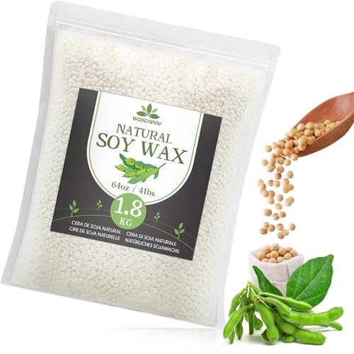 Sojawachs für Kerzen, Premium Kerzenwachs, Kerzenwachs zum Gießen & Kerzenherstellung, Verschiedene Größen-1.8kg, 100% Natürliches Sojawachs für DIY Kerzen Selber Machen von Waxcanpy