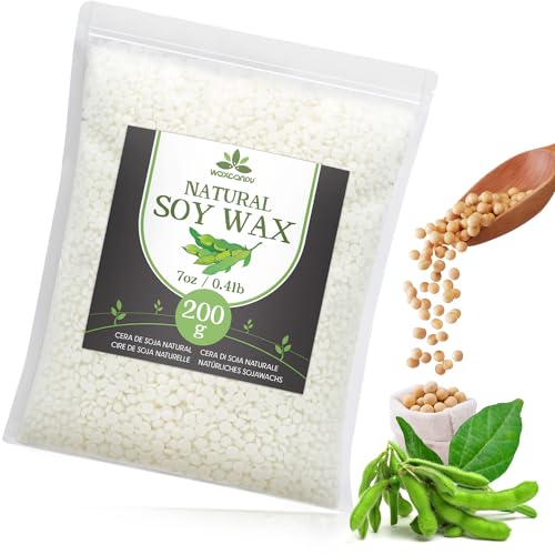 Sojawachs für Kerzen 200G/1.8KG/5KG/10KG/15KG, Premium Kerzenwachs, Kerzenwachs zum Gießen & Kerzenherstellung, 100% Natürliches Sojawachs für Kerzen(200G) von Waxcanpy