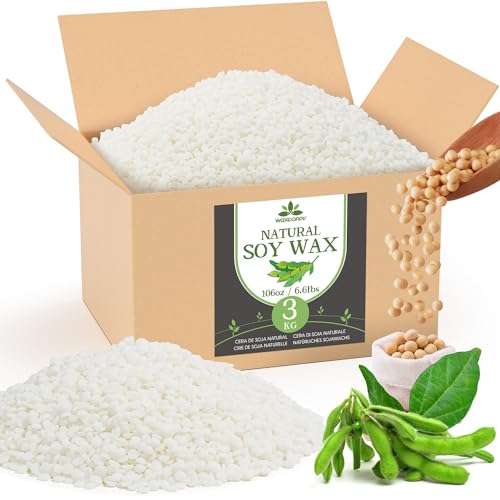 Sojawachs für Kerzen 3KG, Premium Kerzenwachs zum Gießen & Kerzenherstellung, 100% Natürliches Sojawachs für Kerzen von Waxcanpy