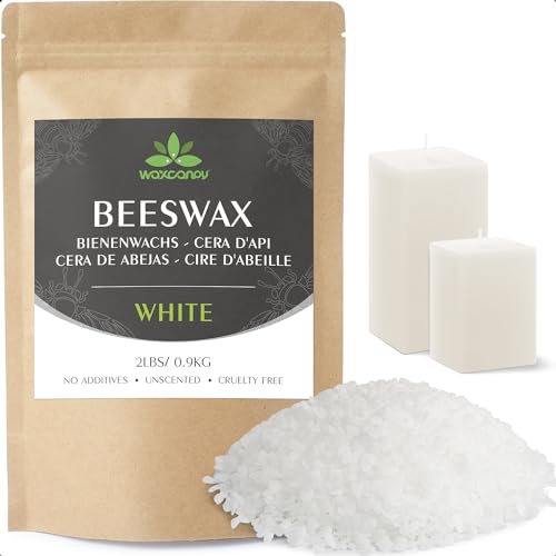 Waxcanpy Weiße Bienenwachs-Pastillen 906KG, Kerzenwachs für die Kerzenherstellung, Bienenwachs für Kosmetische Produkte, Bienenwachs Bio für Kosmetik für Körper, Hautpflege DIY von Waxcanpy