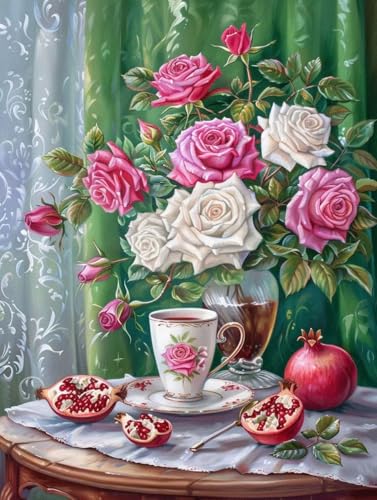 5D Diamond Painting Blume Diamond Painting Erwachsene DIY Rose Diamond Painting Set, Diamond-Painting Kinder Anfänger Stickerei Kreuzstich Basteln Painting für Wand Zimmer Deko, Geschenk 30x40cm -Q1 von Waxonle