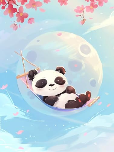 5D Diamond Painting Tier Diamond Painting Erwachsene DIY Panda Diamond Painting Set, Diamond-Painting Kinder Anfänger Stickerei Kreuzstich Basteln Painting für Wand Zimmer Deko, Geschenk 70x95cm -Dn von Waxonle