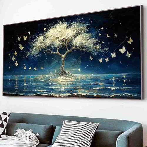 Baum Diamond Painting Schmetterling Diamond Painting Erwachsene Groß XXL 40x80cm Vollbohrer Diamanten Malerei Kinder Stickerei Kreuzstich Bilder Bastelset Erwachsene, Wohnzimmer Deko Modern -73y5 von Waxonle