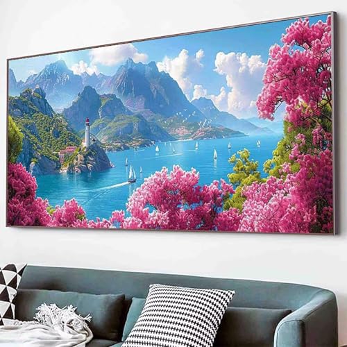 Berg Diamond Painting Blume Diamond Painting Erwachsene Groß XXL 30x60cm Vollbohrer Diamanten Malerei Kinder Stickerei Kreuzstich Bastelset Erwachsene, Geschenke für Frauen, Deko Wohnzimmer -26sM von Waxonle