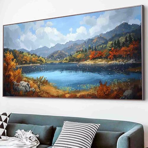 Berg Diamond Painting Fluss Diamond Painting Erwachsene Groß XXL 30x60cm Vollbohrer Diamanten Malerei Kinder Stickerei Kreuzstich Bastelset Erwachsene, Geschenke für Frauen, Deko Wohnzimmer -20s1 von Waxonle