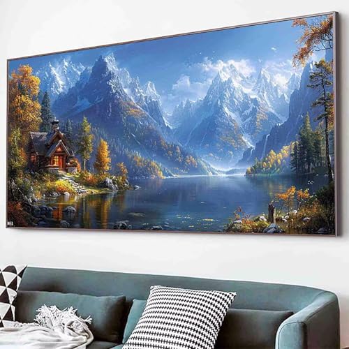 Berg Diamond Painting Landschaft Diamond Painting Erwachsene Groß XXL 50x100cm Vollbohrer Diamanten Malerei Kinder Stickerei Bastelset Erwachsene, Geschenke für Frauen, Wohnzimmer Deko Modern -79jD von Waxonle