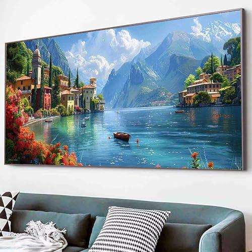 Berg Diamond Painting Meer Diamond Painting Erwachsene Groß XXL 30x60cm Vollbohrer Diamanten Malerei Kinder Stickerei Kreuzstich Bastelset Erwachsene, Geschenke für Frauen, Wohnzimmer Deko Modern -7v0 von Waxonle