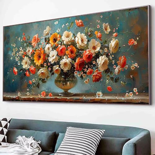 Blume Diamond Painting Blatt Diamond Painting Erwachsene Groß XXL 50x100cm Vollbohrer Diamanten Malerei Kinder Stickerei Kreuzstich Bastelset Erwachsene, Geschenke für Frauen, Deko Wohnzimmer -14vD von Waxonle