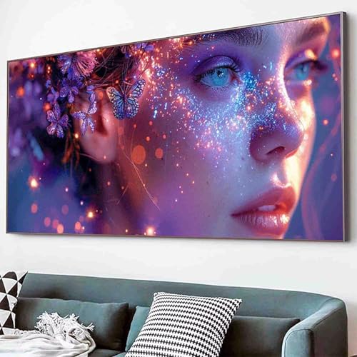 Blume Diamond Painting Frau Diamond Painting Erwachsene Groß XXL 80x160cm Vollbohrer Diamanten Malerei Kinder Stickerei Kreuzstich Bastelset Erwachsene, Geschenke für Frauen, Deko Wohnzimmer -24sH von Waxonle