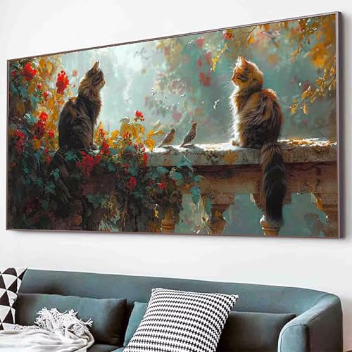 Blume Diamond Painting Katze Diamond Painting Erwachsene Groß XXL 30x60cm Vollbohrer Diamanten Malerei Kinder Stickerei Kreuzstich Bastelset Erwachsene, Geschenke für Frauen, Deko Wohnzimmer -23sS von Waxonle