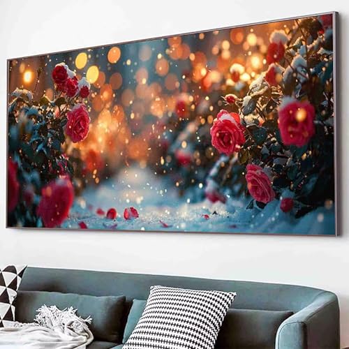 Blume Diamond Painting Rose Diamond Painting Erwachsene Groß XXL 40x80cm Vollbohrer Diamanten Malerei Kinder Stickerei Kreuzstich Bastelset Erwachsene, Geschenke für Frauen, Deko Wohnzimmer -36d1 von Waxonle