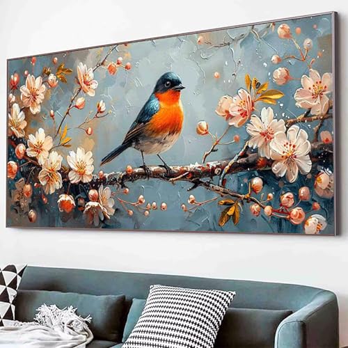 Blume Diamond Painting Vogel Diamond Painting Erwachsene Groß XXL 30x60cm Vollbohrer Diamanten Malerei Kinder Stickerei Kreuzstich Bastelset Erwachsene, Geschenke für Frauen, Deko Wohnzimmer -21sJ von Waxonle