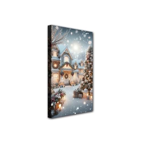 Diamond Painting, Diamant Painting Bilder Erwachsene DIY 5D Diamond Art Painting Kit Winter Weihnachten Malerei Strass Stickerei Malerei Set für Erwachsene Kinder Haus Wand Dekoratione 40x80cm von Waxonle