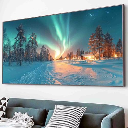 Diamond Painting Aurora Diamant Painting Bilder Set, Landschaft Diamanten Malerei Kinder DIY 5D Kristall Strass Stickerei Kreuzstich Bastelset Erwachsene für Schlafzimmer Deko Geschenk 30x60cm -73d6 von Waxonle